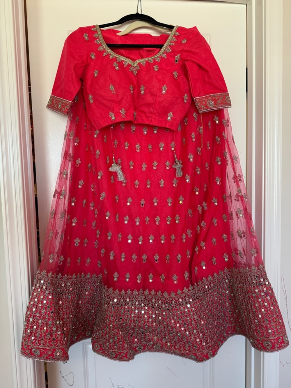 Embellished Red Indian Lehenga Choli Set